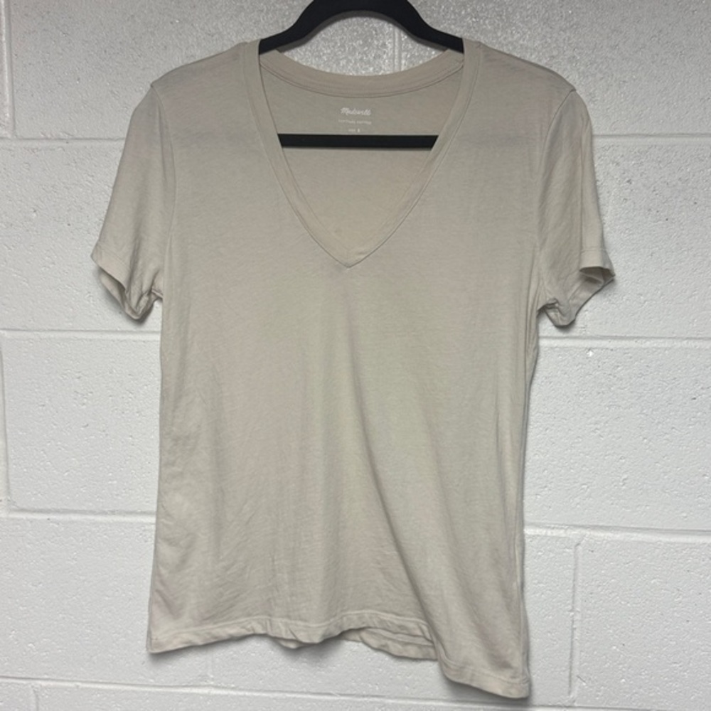Madewell Softfade Cotton Beige Vneck Tee S Short Sleeve Cream‎ T-Shirt